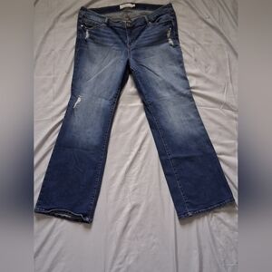 Torrid Medium Blue Distressed Wide Leg Jeans